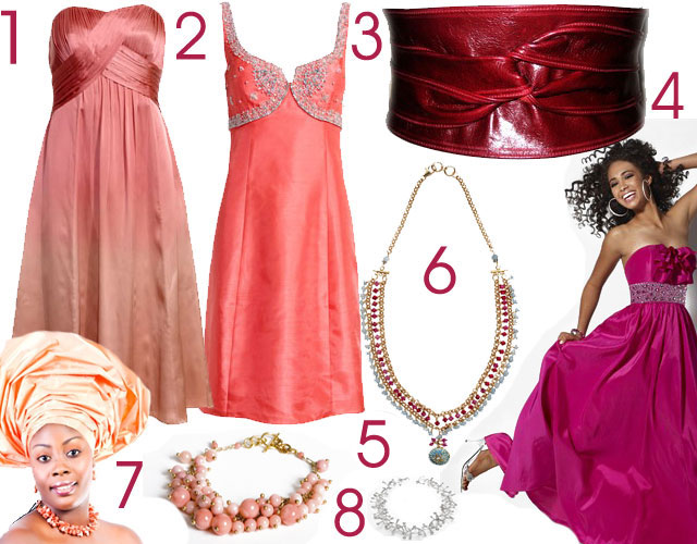 coral hot pink red wedding mood board Go Bright with your Bridesmaids