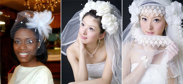 39Nicole' vintage birdcage veil by Castle Bride 80s Floral wedding dress by
